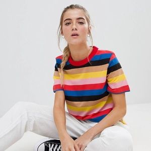 daisy street rainbow striped t shirt